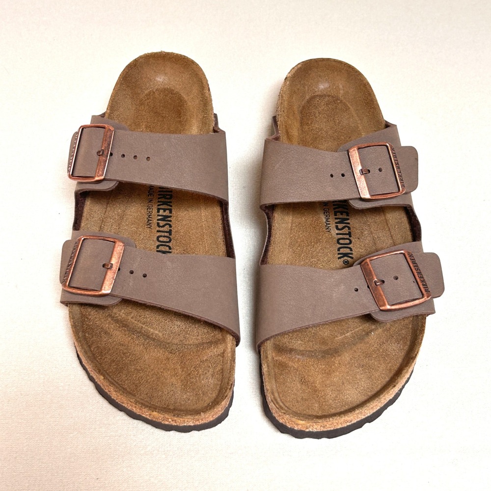 Birkenstock Arizona Sandals 42 Narrow Mocha Brown Two Strap New Without Box - Picture 3 of 8